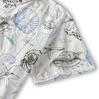 Sea Shells Animal Pattern Hawaii Shirt, Turtle Hawaiian Shirt for Men Women