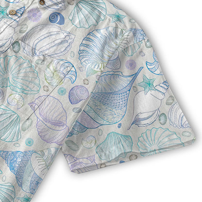 Sea Shells Animal Pattern Hawaii Shirt, Turtle Hawaiian Shirt for Men Women