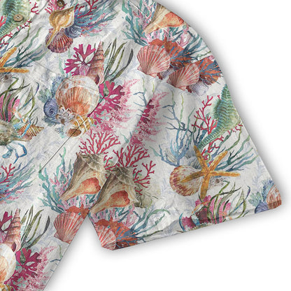 Ocean Animals Hawaiian Button Up Shirt, Sea Hawaii Shirt