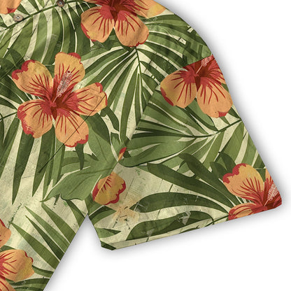 Vintage Aloha Flower Hawaii Shirt, Floral Pattern Hawaiian Shirt for Men
