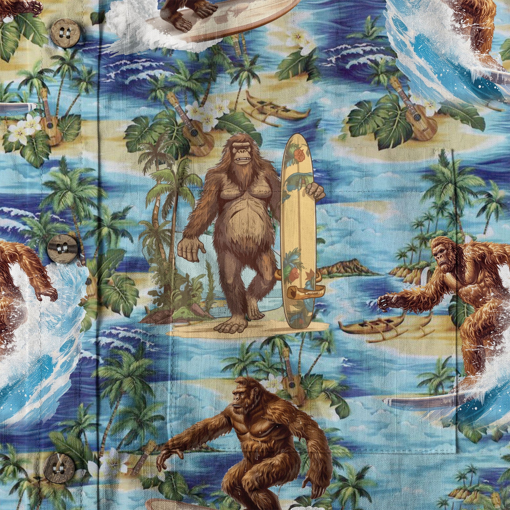 Bigfoot Tropical Hawaiian Shirt, Bigfoot Button-Up Shirt, Sasquatch Bigfoot Shirt, Summer Beach Shirt