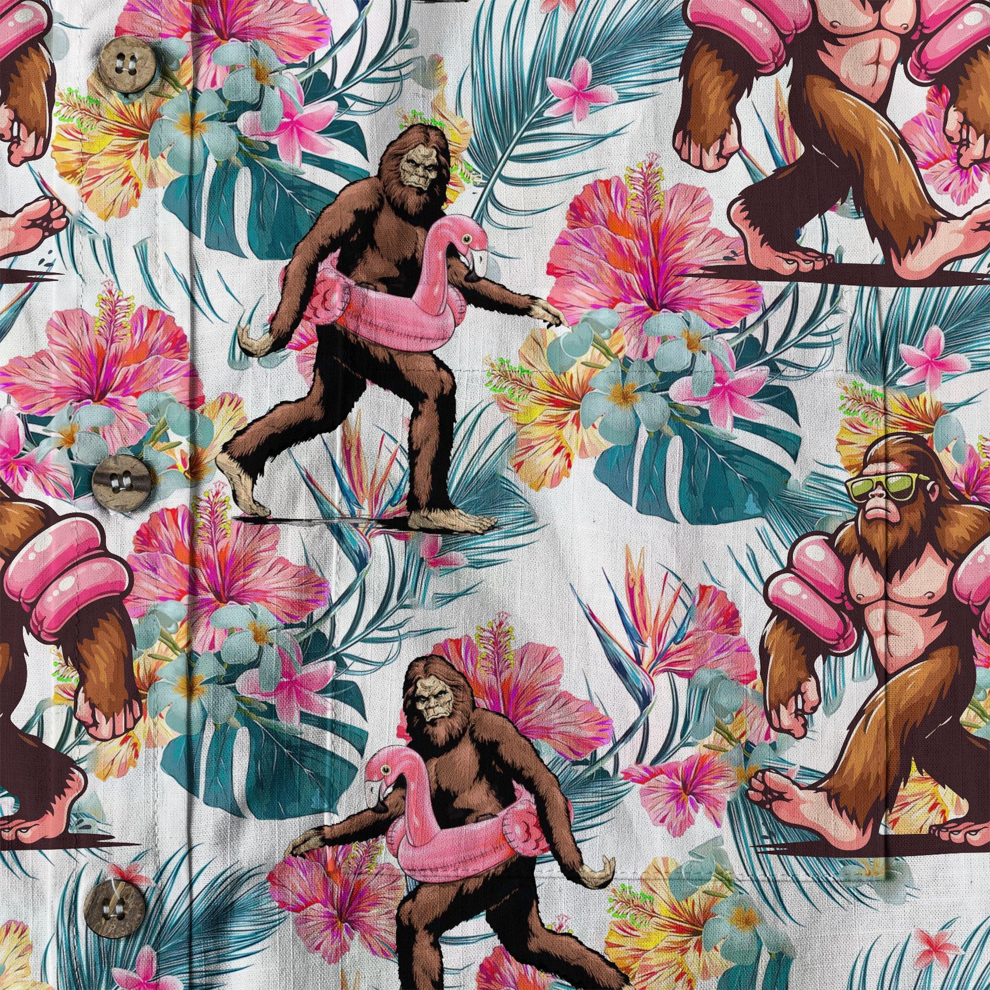 Bigfoot Tropical Hawaiian Shirt, Bigfoot Button-Up Shirt, Sasquatch Bigfoot Shirt, Summer Beach Shirt