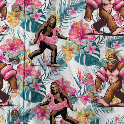 Bigfoot Tropical Hawaiian Shirt, Bigfoot Button-Up Shirt, Sasquatch Bigfoot Shirt, Summer Beach Shirt