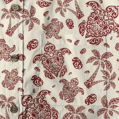 Turtle Beach Summer Button Down Hawaiian Shirt, Hawaii Pattern Shirt