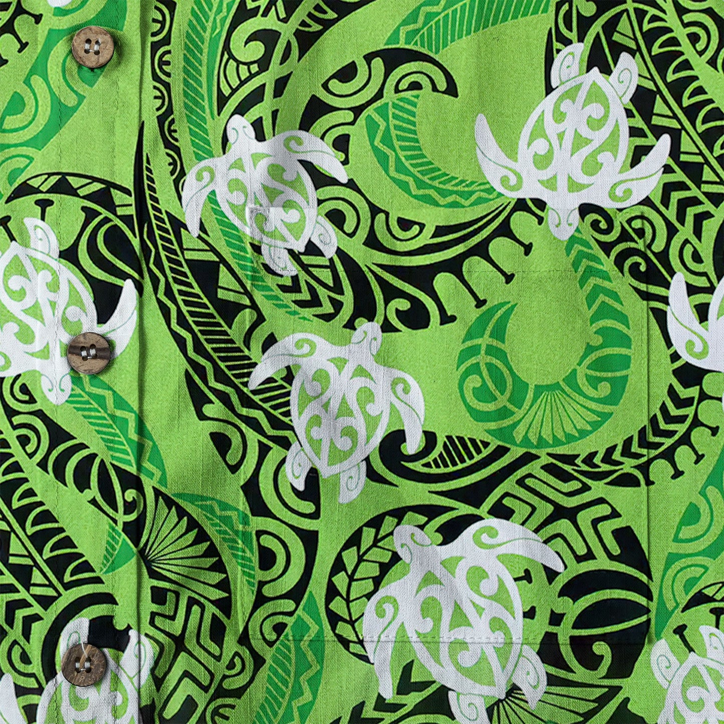 Turtle Floral Aloha Beach Shirt, Green Polynesian Ocean Turtle Shirt