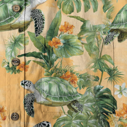 Tropical Turtle Hawaiian Shirts for Men Women, Sea Turtle Aloha Summer Beach Shirt