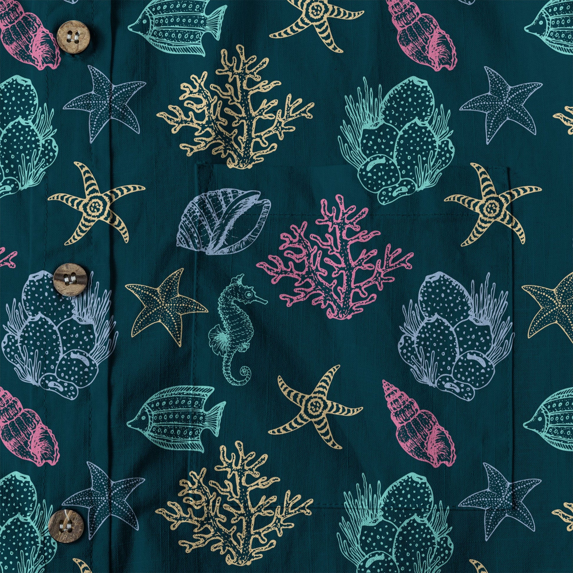 Vintage Ocean Print Hawaiian Shirts for Men Women, Sea Animal Aloha Summer Beach Shirt
