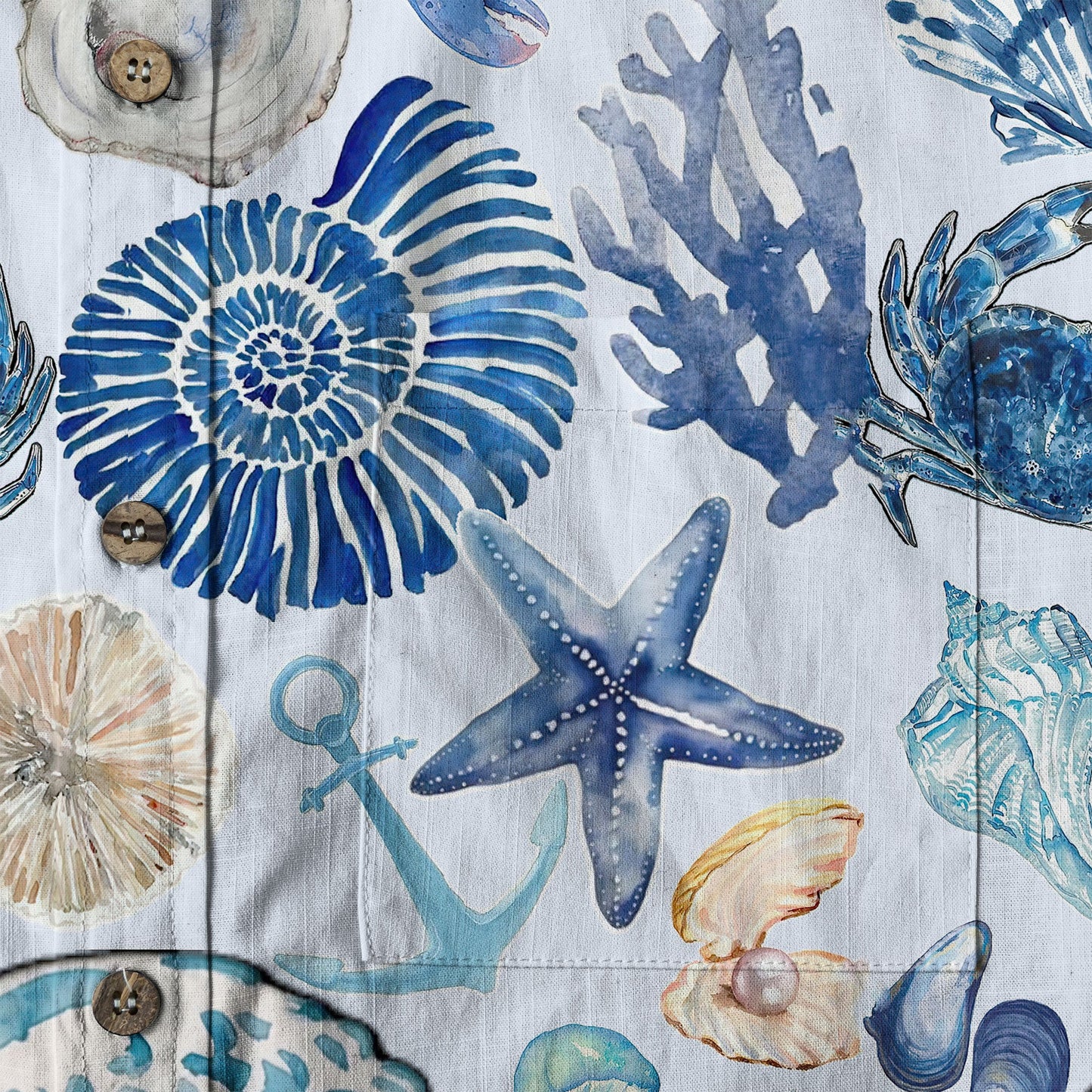 Vintage Ocean Print Hawaiian Shirts for Men Women, Sea Animal Aloha Summer Beach Shirt