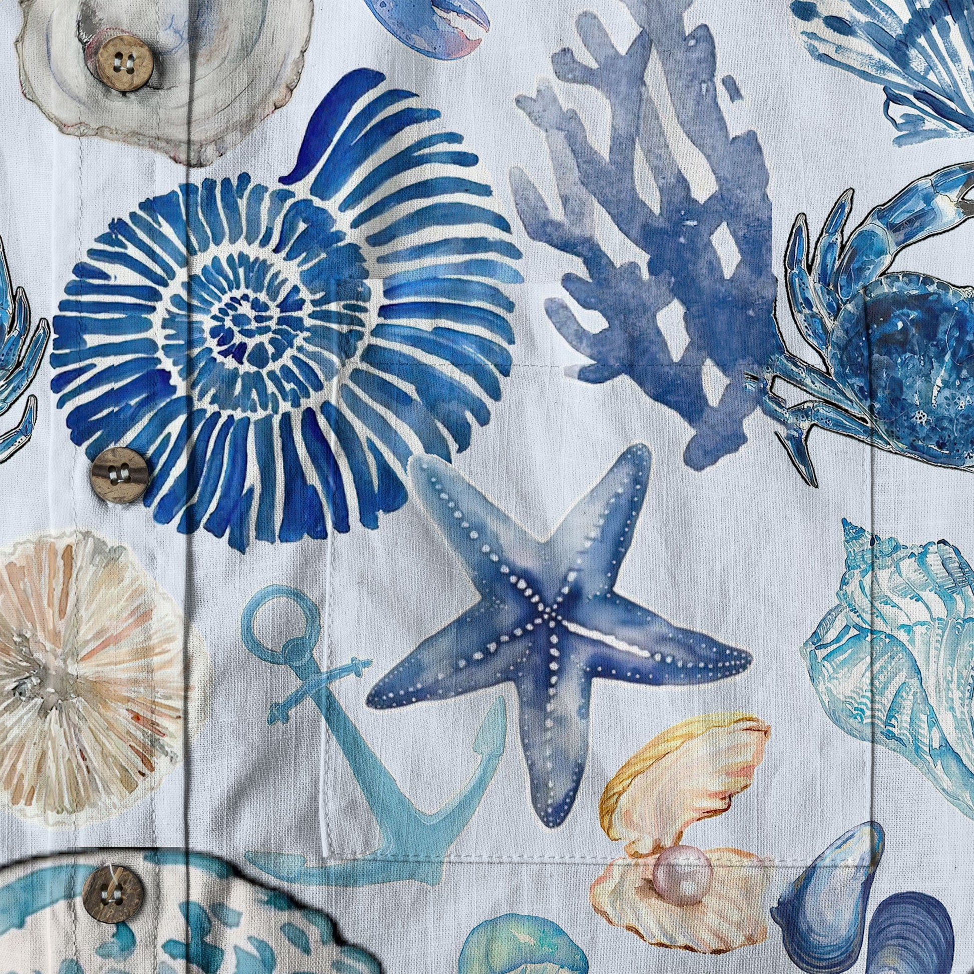 Vintage Ocean Print Hawaiian Shirts for Men Women, Sea Animal Aloha Summer Beach Shirt