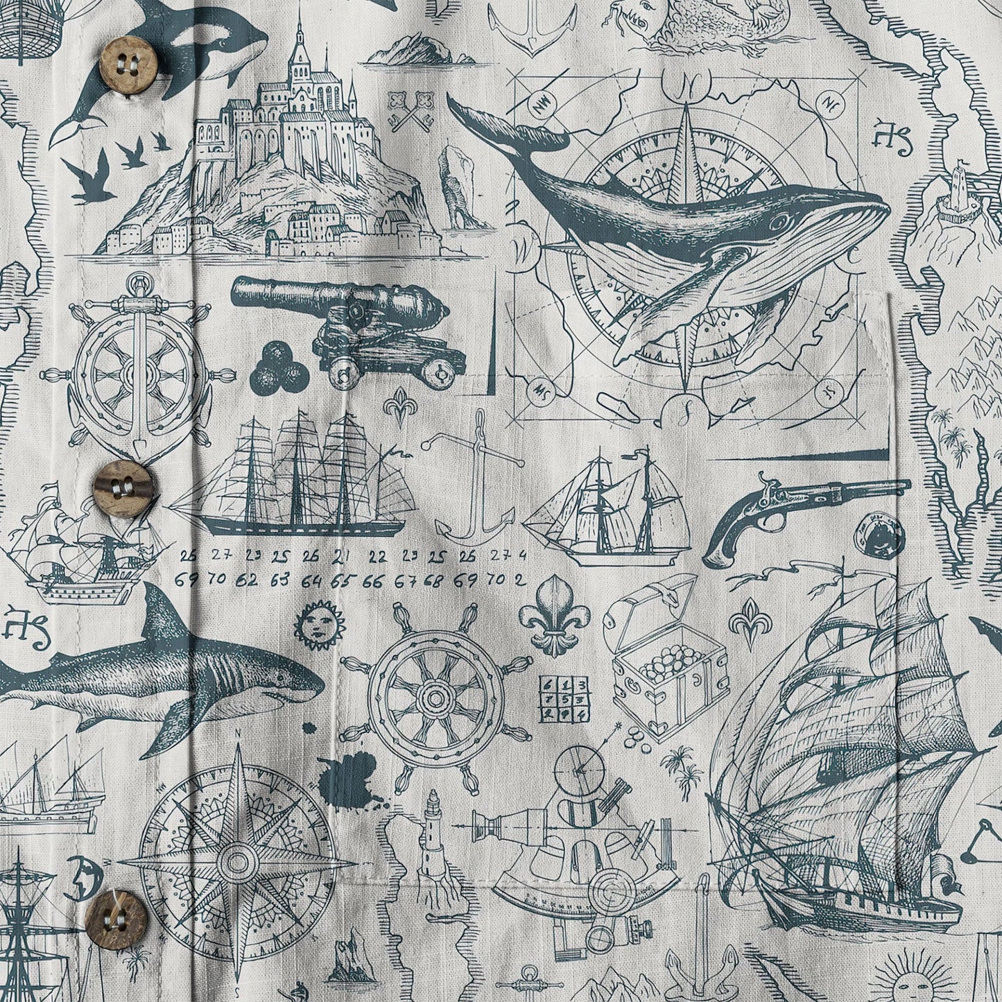 Sea Hawaiian Shirts for Men Women, Sea Animal Aloha Summer Beach Shirt Short Sleeve Button Down