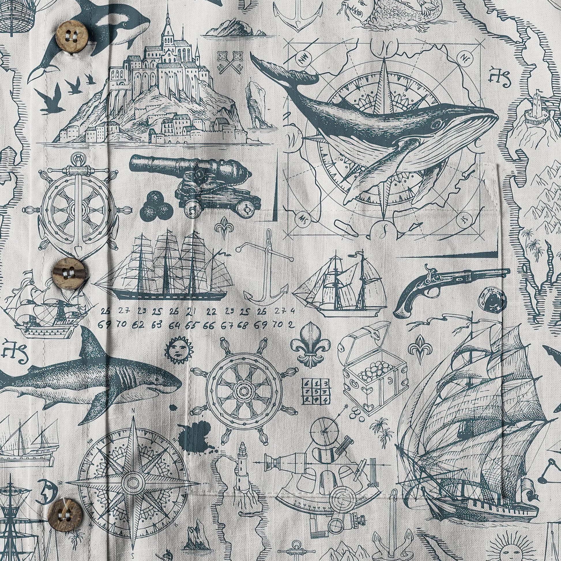 Sea Hawaiian Shirts for Men Women, Sea Animal Aloha Summer Beach Shirt Short Sleeve Button Down