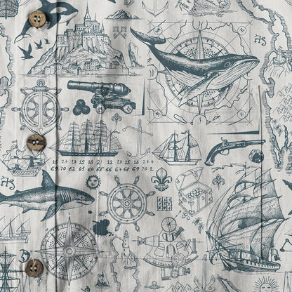 Sea Hawaiian Shirts for Men Women, Sea Animal Aloha Summer Beach Shirt Short Sleeve Button Down