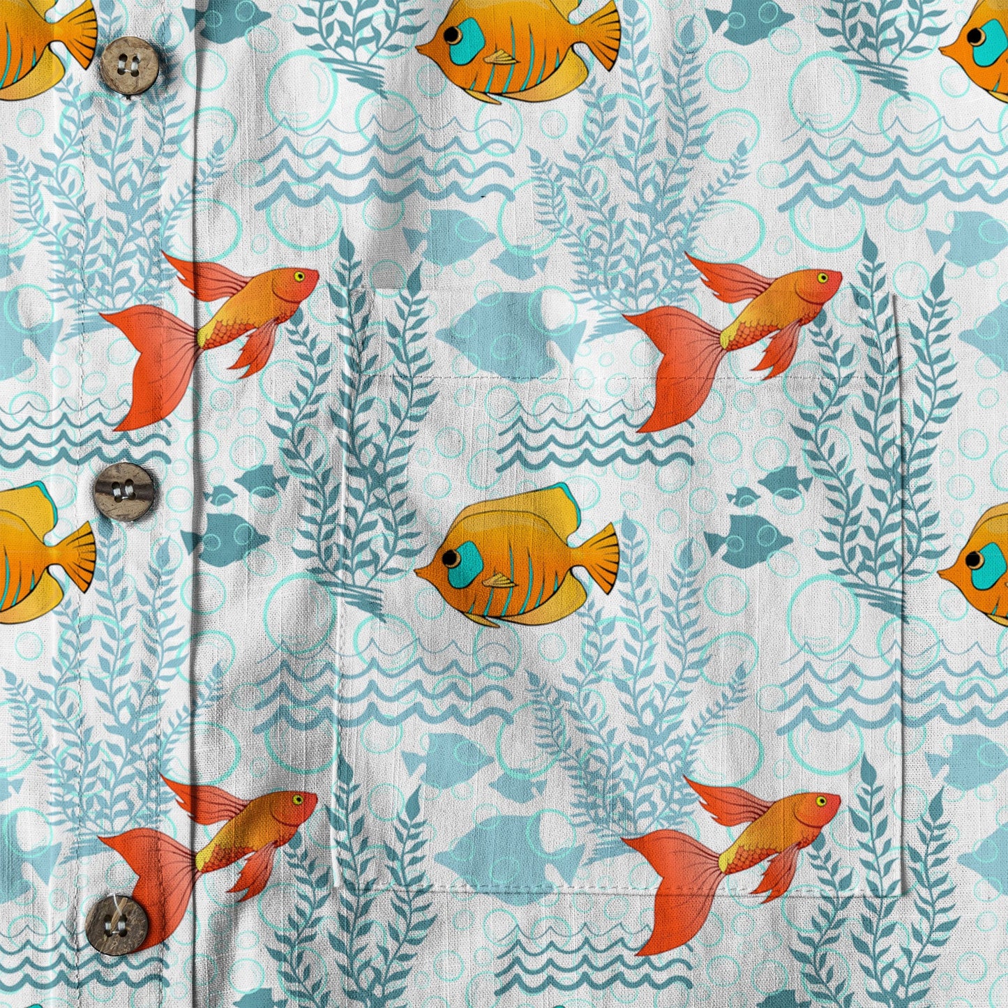 Sea Ocean Animals Women's Hawaiian Shirt, Ocean Fish Print