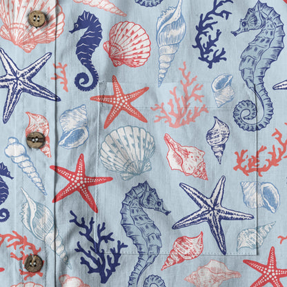 Ocean Animals Women's Hawaiian Shirt, Ocean Aloha Hawaiian Print