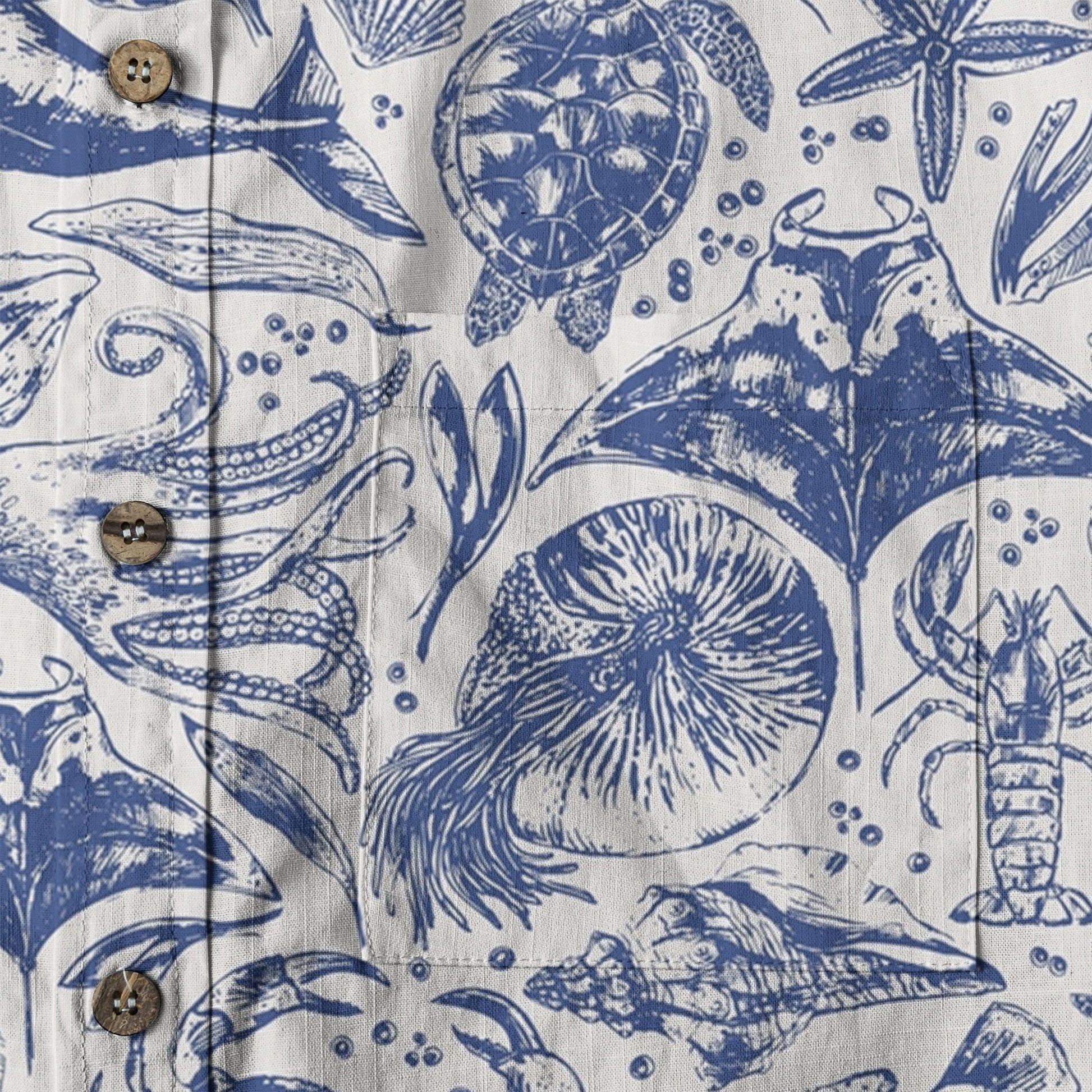 Ocean Animals Women's Hawaiian Shirt, Ocean Aloha Hawaiian Print
