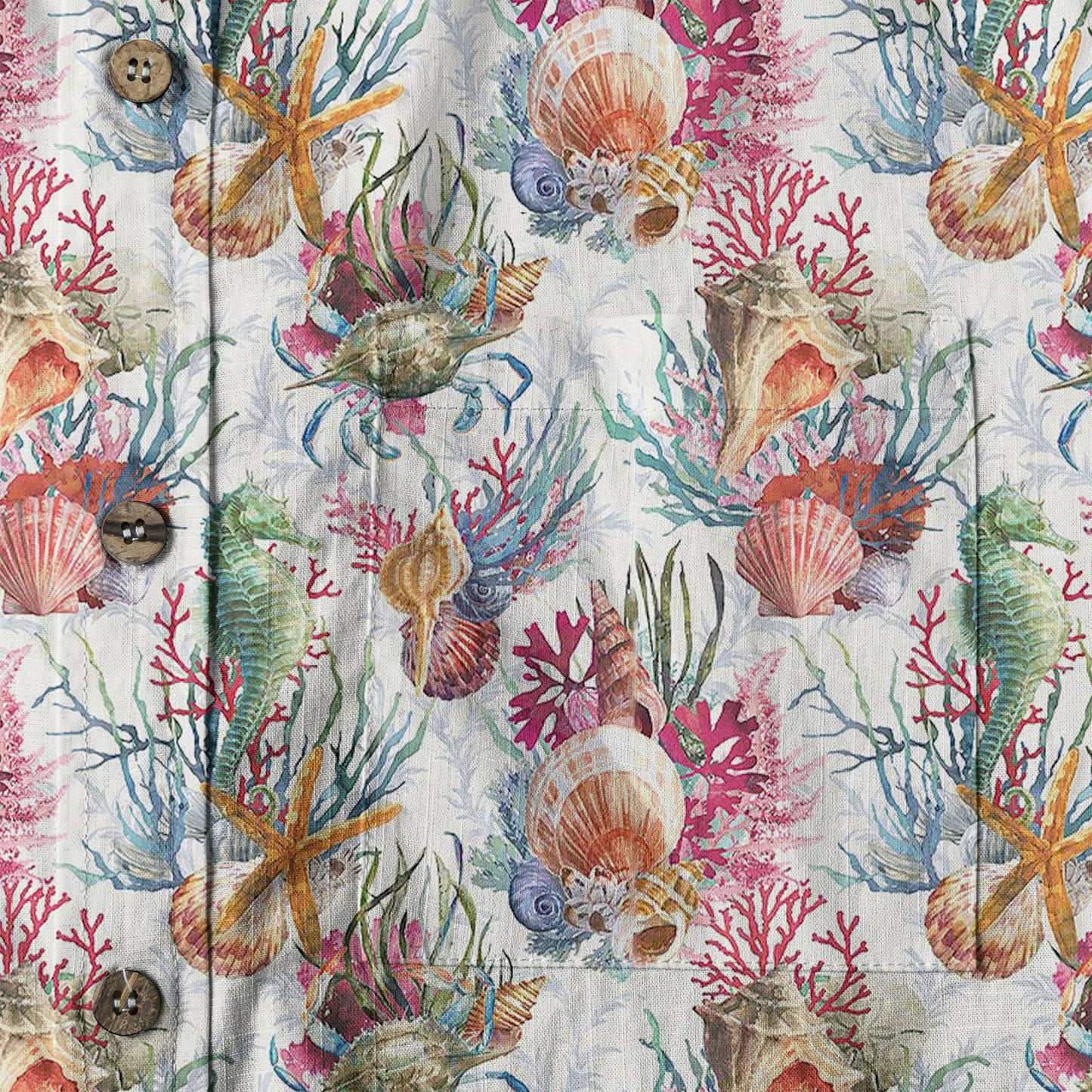Ocean Animals Hawaiian Button Up Shirt, Sea Hawaii Shirt