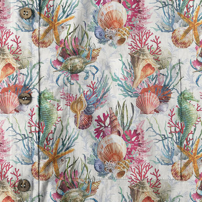 Ocean Animals Hawaiian Button Up Shirt, Sea Hawaii Shirt