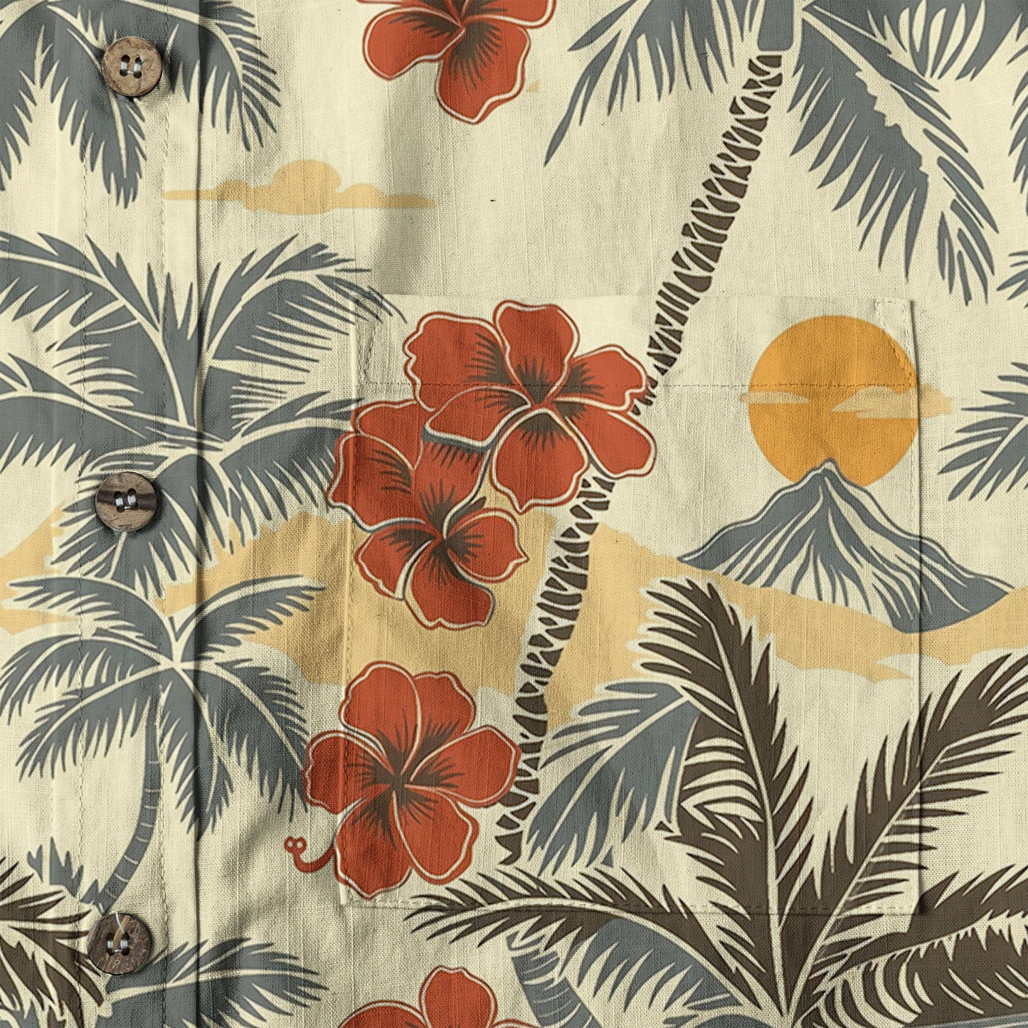 Retro Hibiscus Flowers Aloha Hawaii Shirt, Floral Hawaiian Button Up Shirt