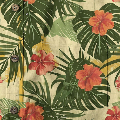 Vintage Aloha Flower Hawaii Shirt, Floral Pattern Hawaiian Shirt for Men