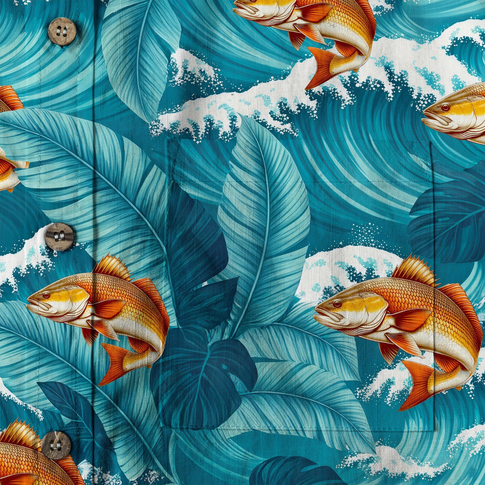 Koi Fish Hawaiian Ocean Shirt, hawaiian vacation drumfish family matching