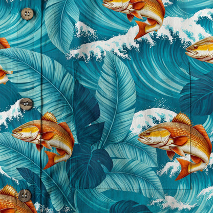 Koi Fish Hawaiian Ocean Shirt, hawaiian vacation drumfish family matching