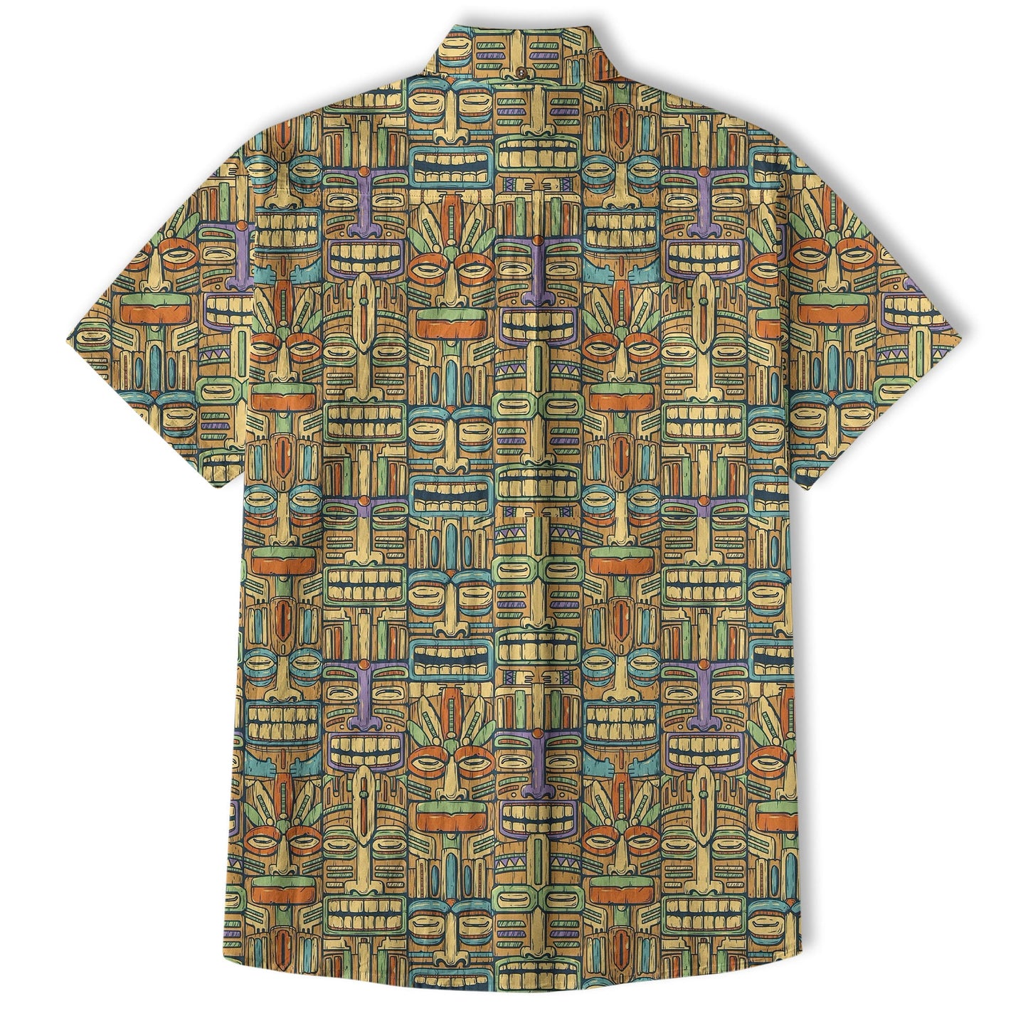Tropical Tiki Mask Hawaiian Shirts, Flamingo Hawaii Button Down Shirt