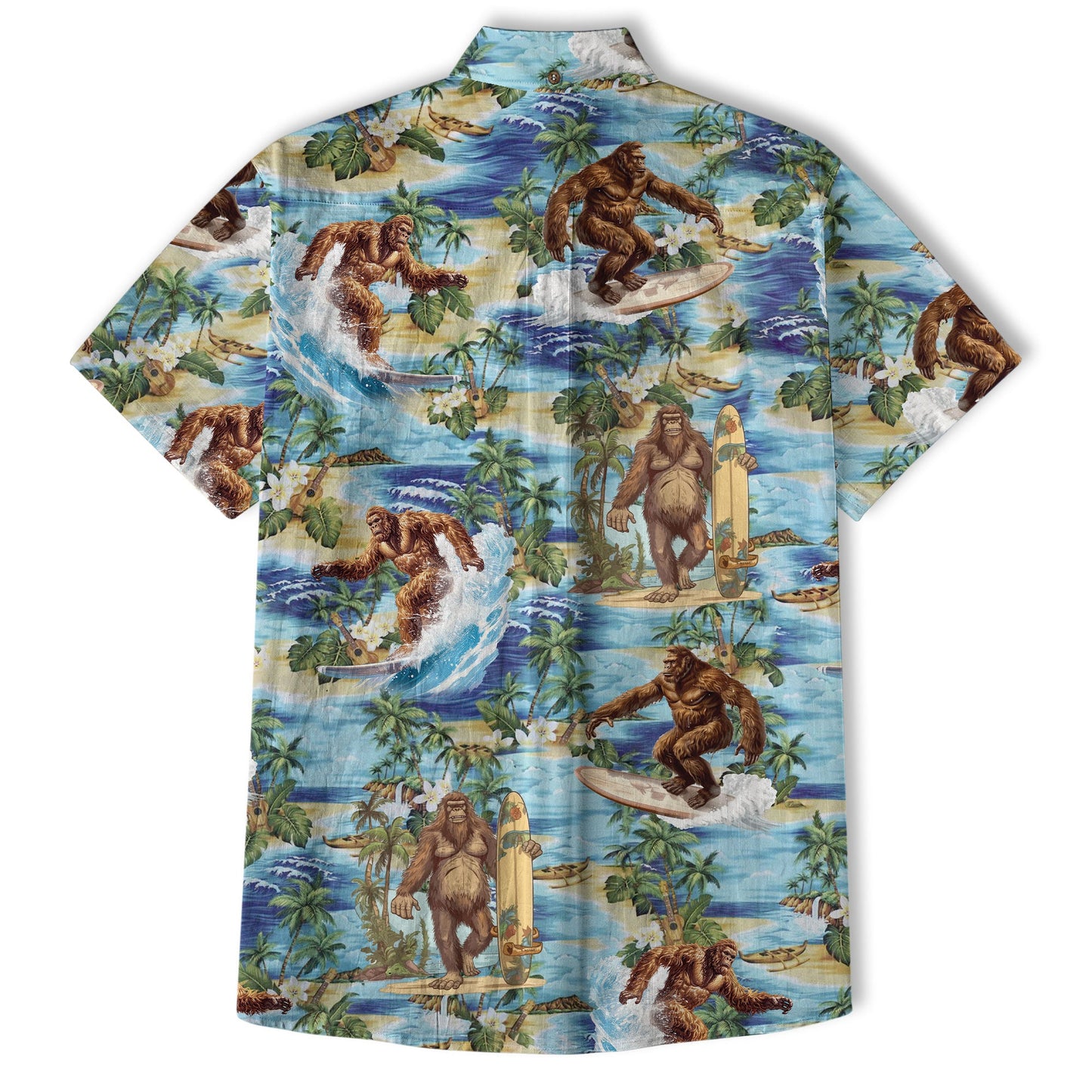 Bigfoot Tropical Hawaiian Shirt, Bigfoot Button-Up Shirt, Sasquatch Bigfoot Shirt, Summer Beach Shirt
