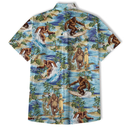 Bigfoot Tropical Hawaiian Shirt, Bigfoot Button-Up Shirt, Sasquatch Bigfoot Shirt, Summer Beach Shirt