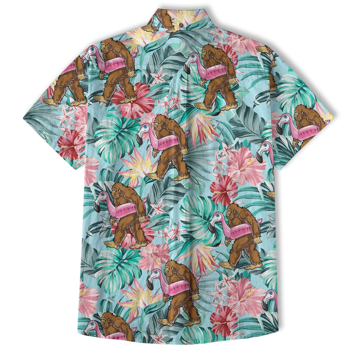 Bigfoot Tropical Hawaiian Shirt, Bigfoot Button-Up Shirt, Sasquatch Bigfoot Shirt, Summer Beach Shirt
