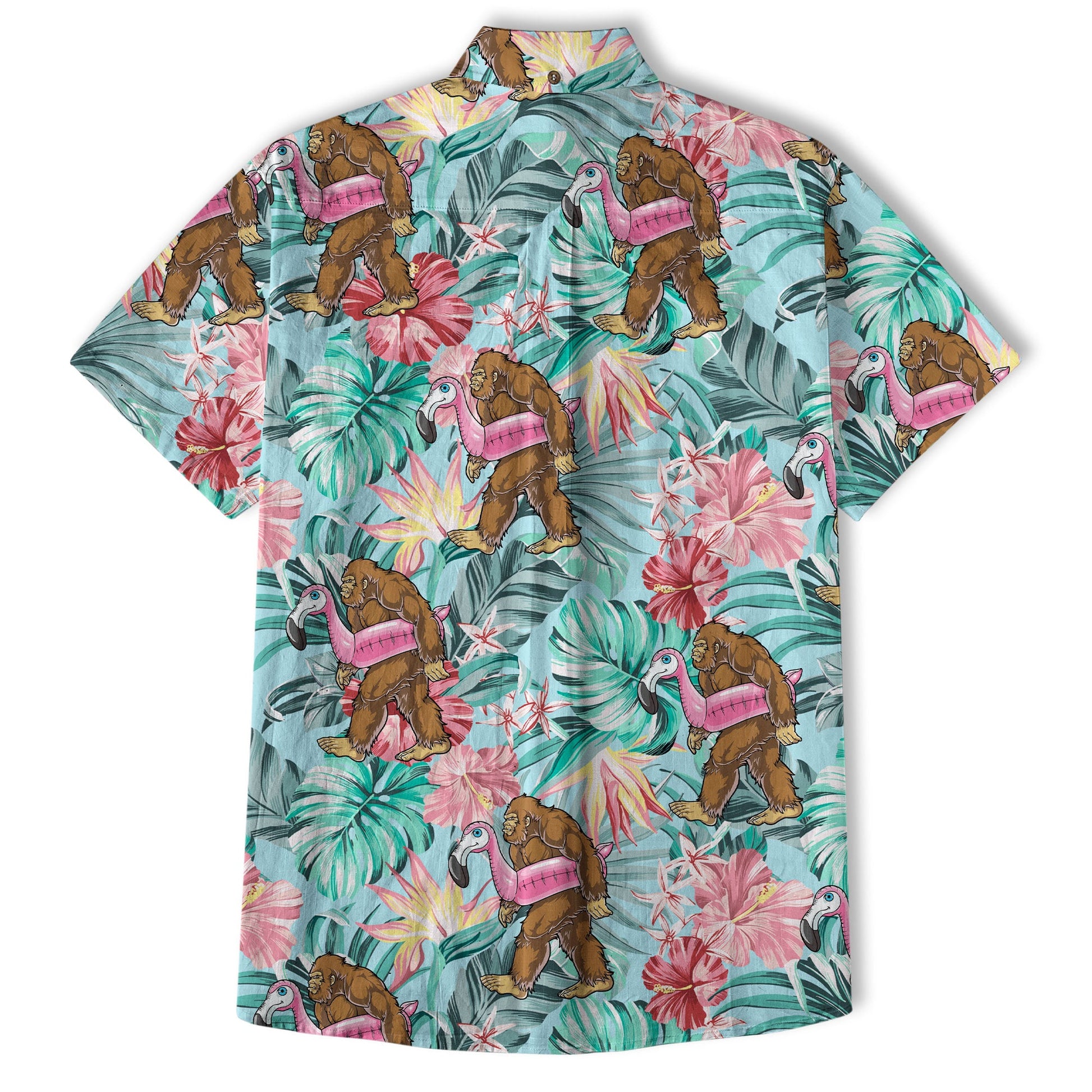 Bigfoot Tropical Hawaiian Shirt, Bigfoot Button-Up Shirt, Sasquatch Bigfoot Shirt, Summer Beach Shirt