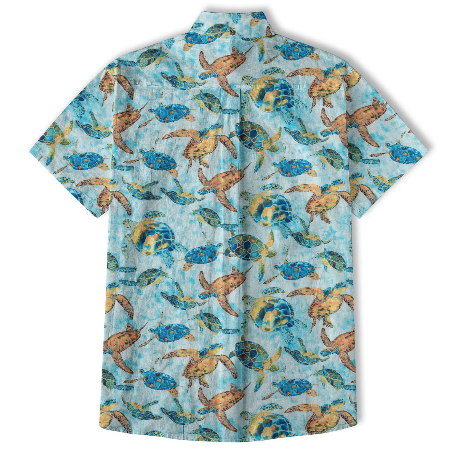 Turtle Floral Aloha Beach Shirt, Blue Ocean Turtle Hawaii Shirt