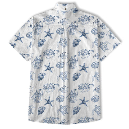 Sea Turtle Hawaiian Shirt, Aloha Summer Beach Button Up Shirt