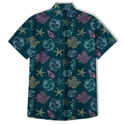 Vintage Ocean Print Hawaiian Shirts for Men Women, Sea Animal Aloha Summer Beach Shirt
