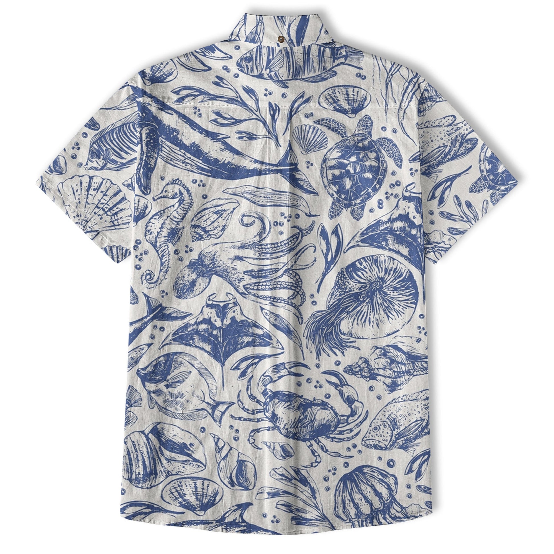 Ocean Animals Women's Hawaiian Shirt, Ocean Aloha Hawaiian Print