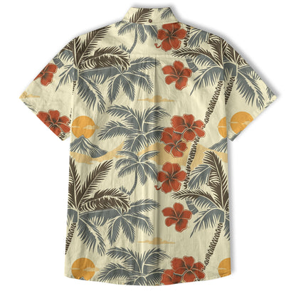 Retro Hibiscus Flowers Aloha Hawaii Shirt, Floral Hawaiian Button Up Shirt