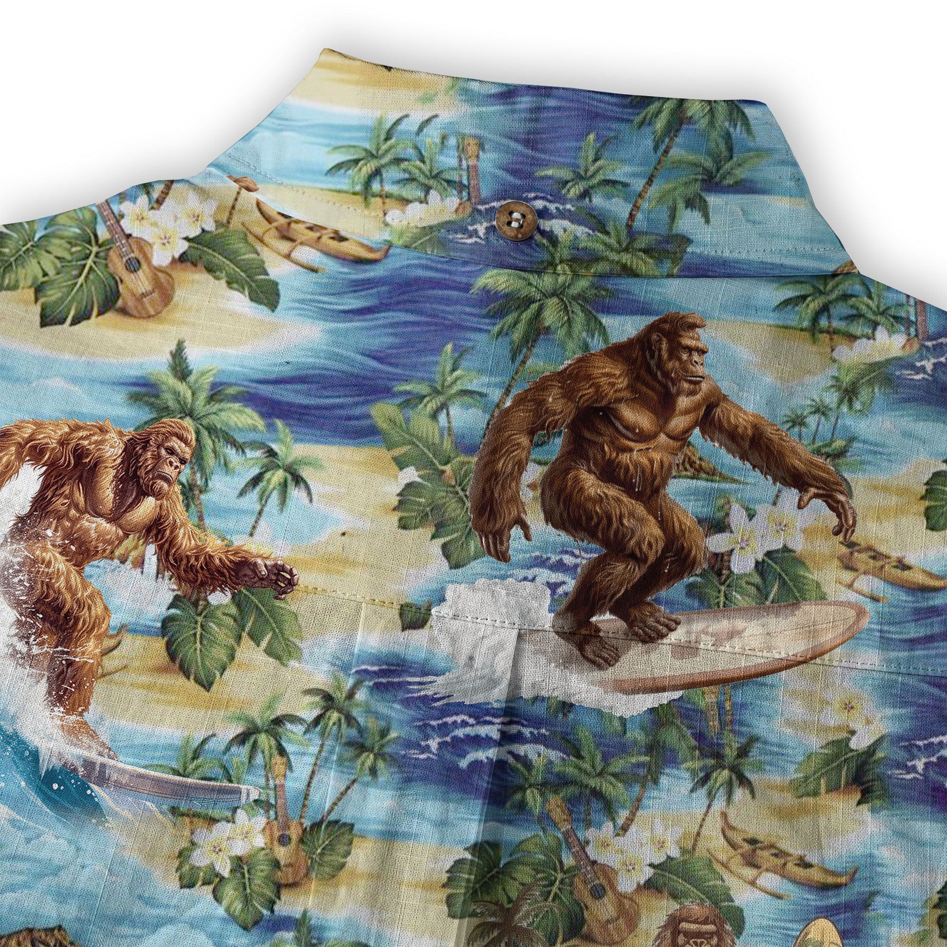 Bigfoot Tropical Hawaiian Shirt, Bigfoot Button-Up Shirt, Sasquatch Bigfoot Shirt, Summer Beach Shirt