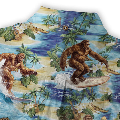 Bigfoot Tropical Hawaiian Shirt, Bigfoot Button-Up Shirt, Sasquatch Bigfoot Shirt, Summer Beach Shirt