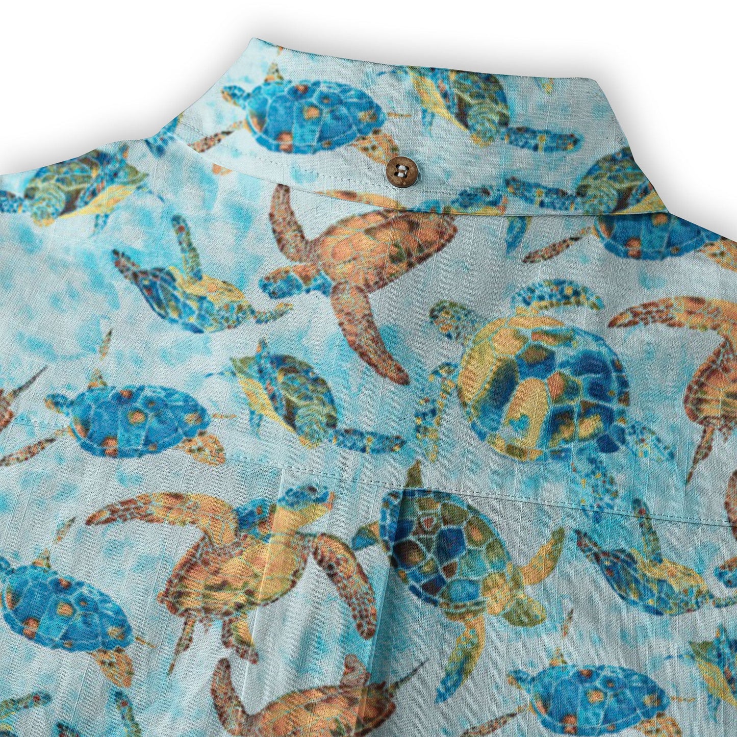 Turtle Floral Aloha Beach Shirt, Blue Ocean Turtle Hawaii Shirt