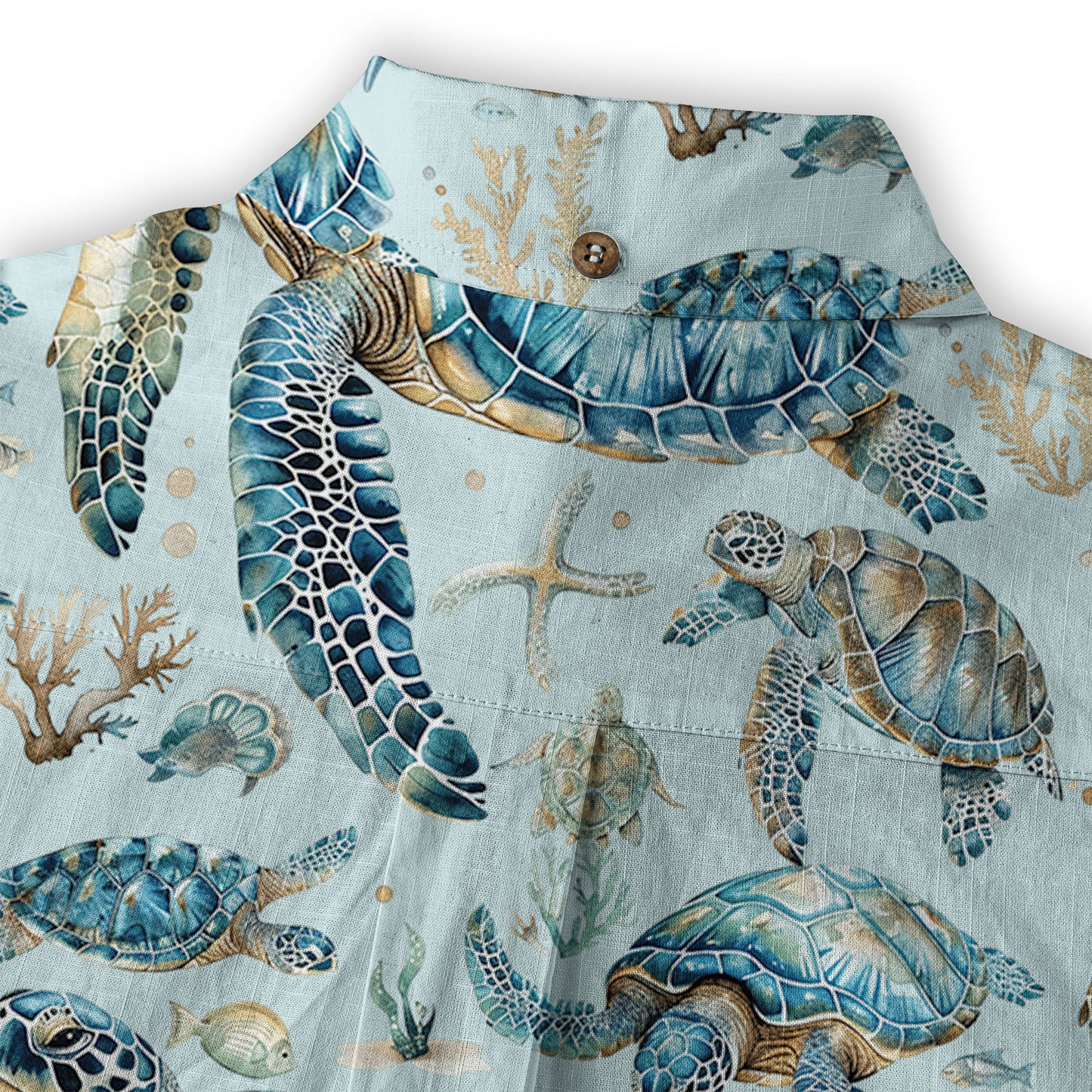 Blue Tribal Sea Turtle Hawaiian Shirt, Aloha Tropical Summer Beach Button Up Shirt