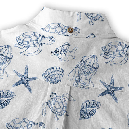Sea Turtle Hawaiian Shirt, Aloha Summer Beach Button Up Shirt