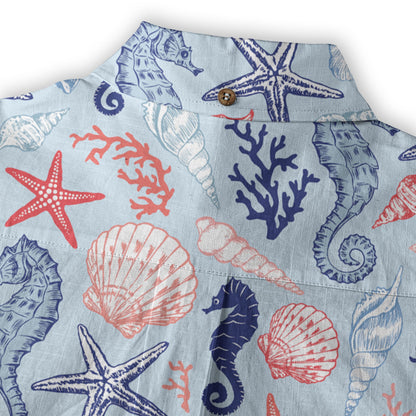 Ocean Animals Women's Hawaiian Shirt, Ocean Aloha Hawaiian Print
