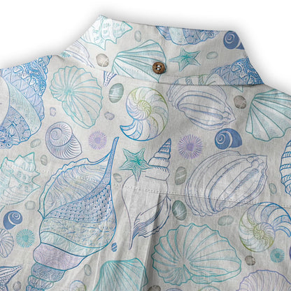 Sea Shells Animal Pattern Hawaii Shirt, Turtle Hawaiian Shirt for Men Women