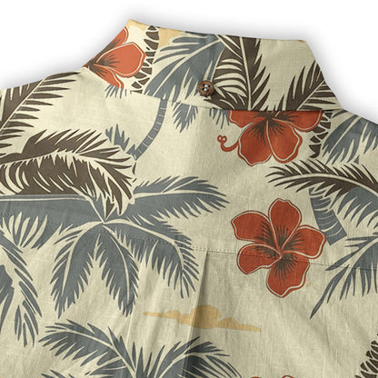 Retro Hibiscus Flowers Aloha Hawaii Shirt, Floral Hawaiian Button Up Shirt