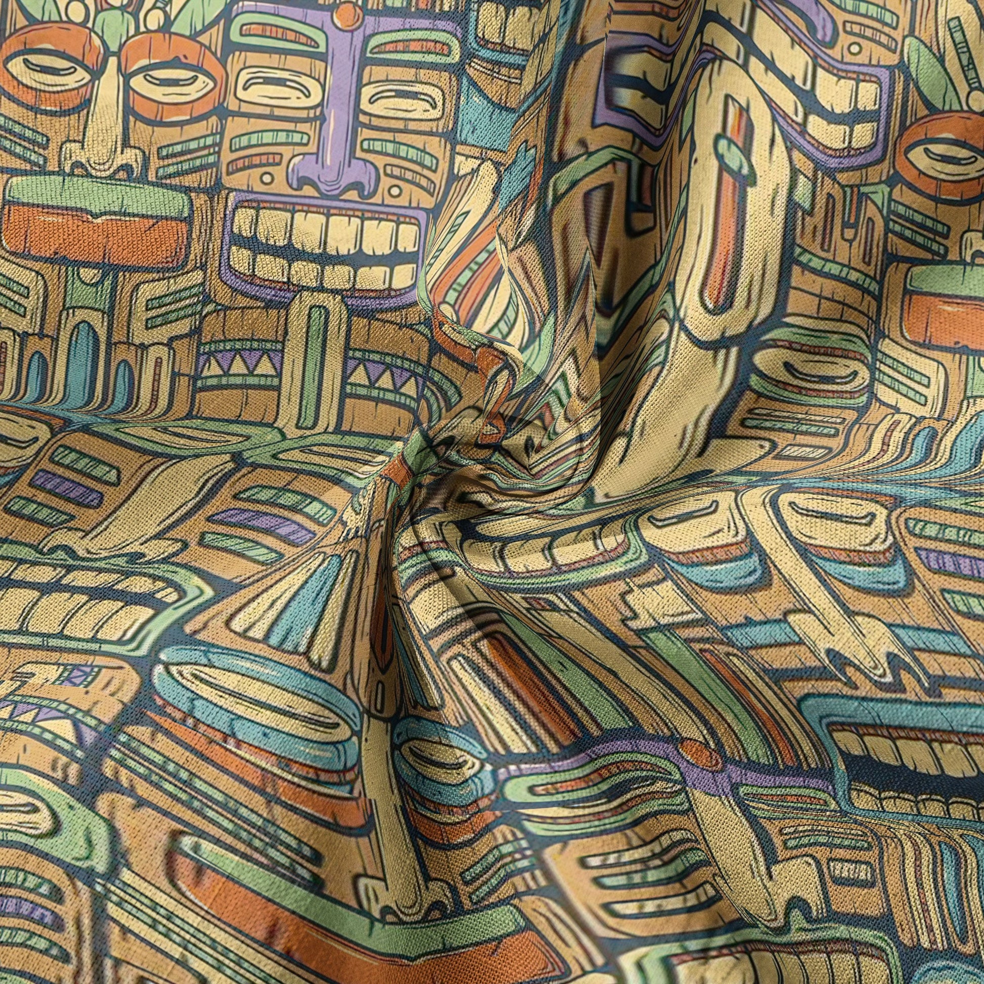 Tropical Tiki Mask Hawaiian Shirts, Flamingo Hawaii Button Down Shirt
