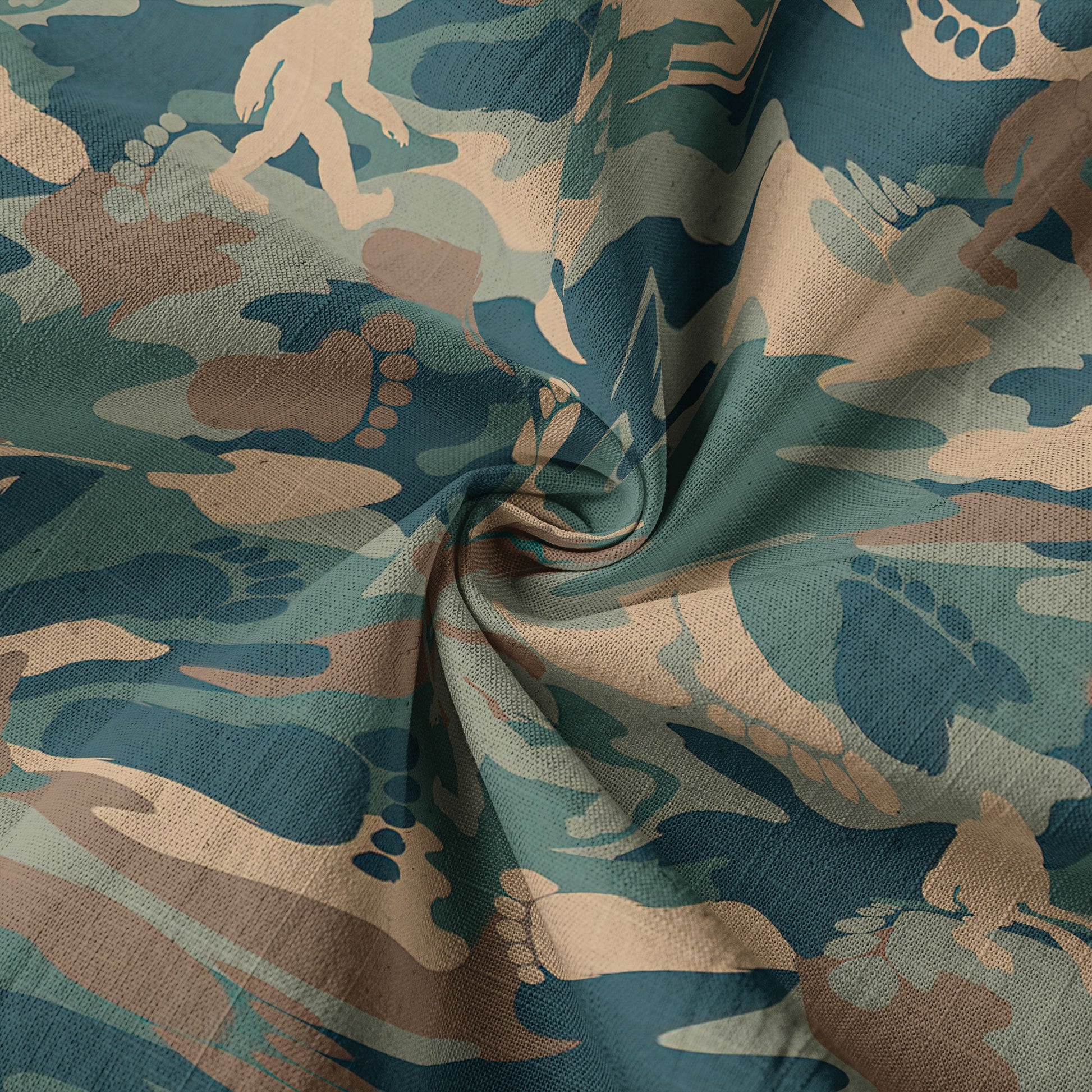 Camo Bigfoot Hibiscus Sasquatch Summer Beach Aloha Short Sleeve Button Down Hawaiian Shirt