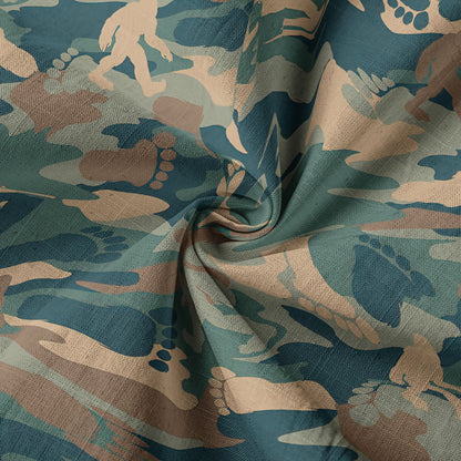 Camo Bigfoot Hibiscus Sasquatch Summer Beach Aloha Short Sleeve Button Down Hawaiian Shirt