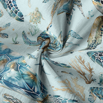 Blue Tribal Sea Turtle Hawaiian Shirt, Aloha Tropical Summer Beach Button Up Shirt