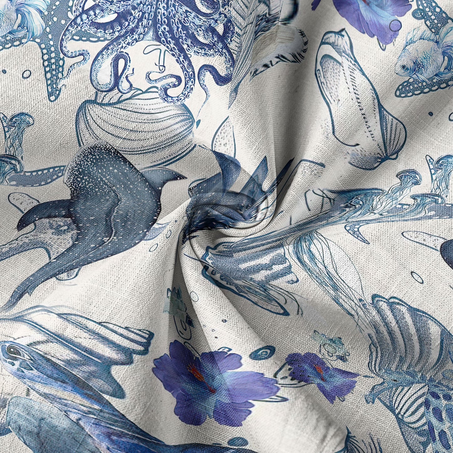 Vintage Ocean Print Hawaiian Shirts for Men Women, Sea Animal Aloha Summer Beach Shirt