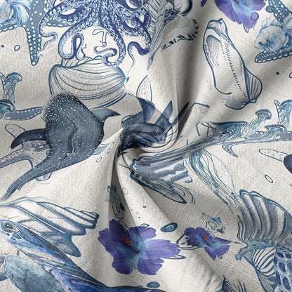 Vintage Ocean Print Hawaiian Shirts for Men Women, Sea Animal Aloha Summer Beach Shirt