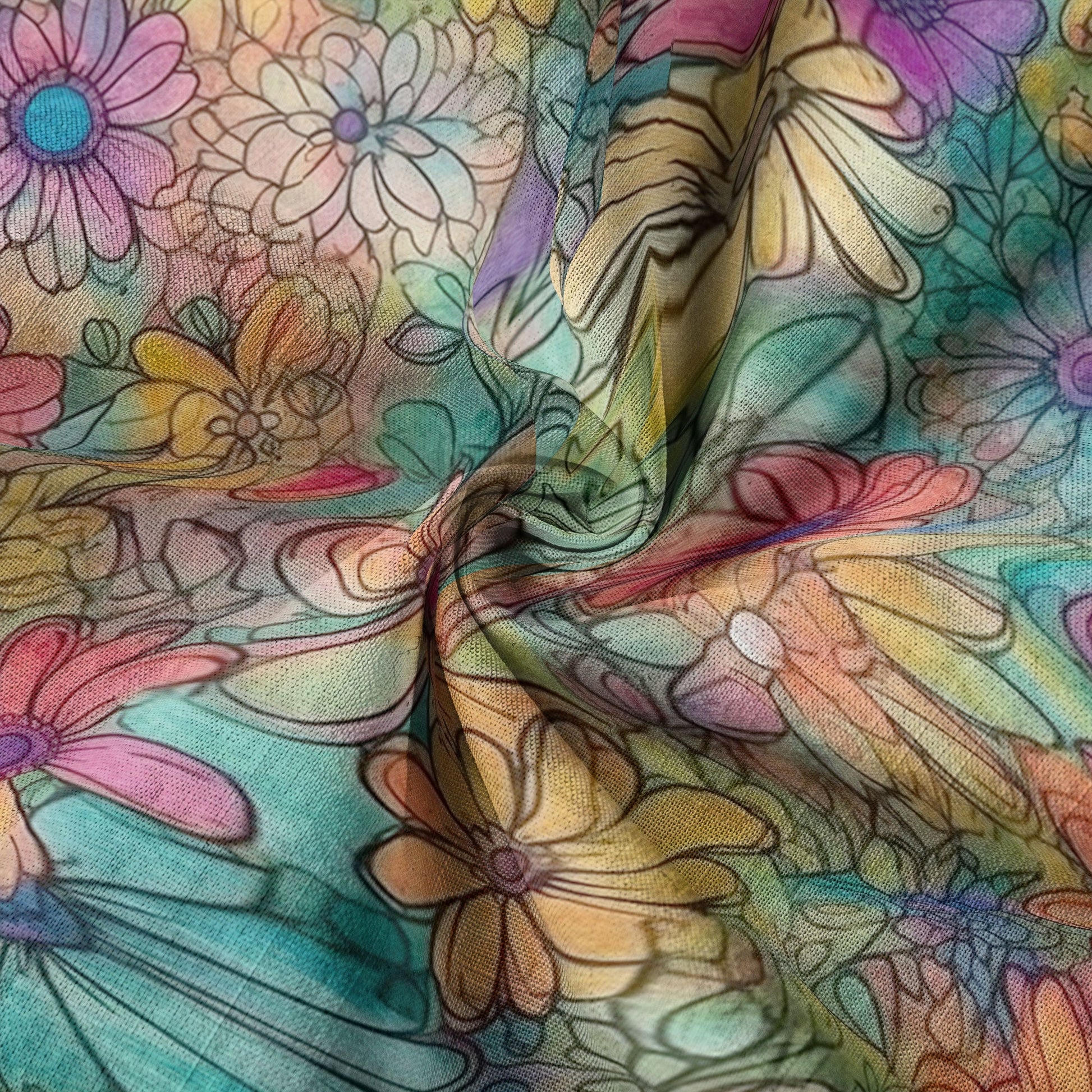 Colorful Hippie Flowers Patterns Hawaii Shirt, Groovy Floral Pattern Hawaiian Shirt for Men Women